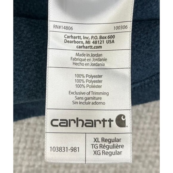 Carhartt Dalton Fleece Jacket 1/2 Zip Men's XL Pull Over Blue Pockets Outdoor - Picture 8 of 8